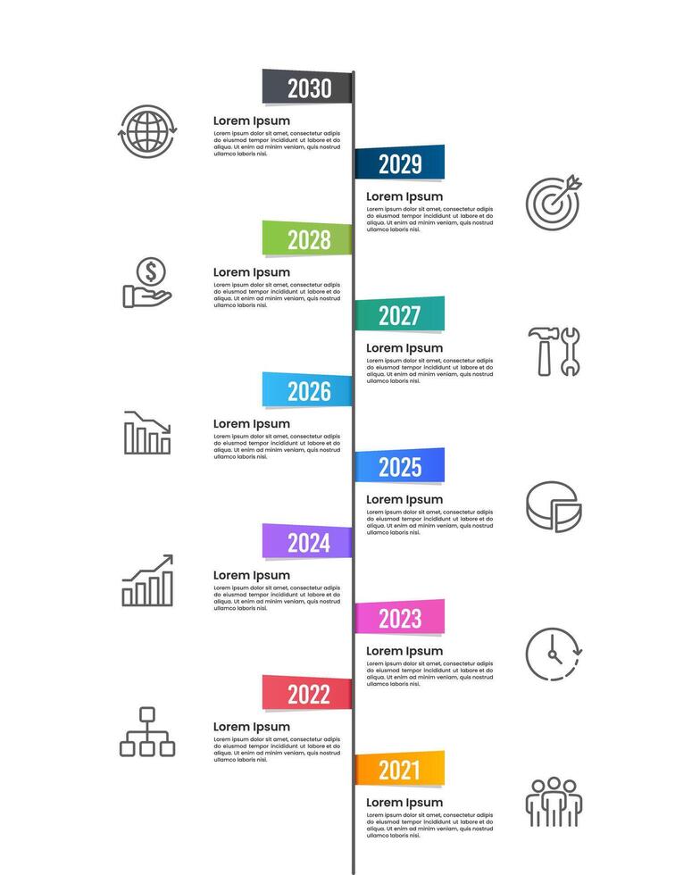 Vertical brochure infographic 10 business milestones. Business presentation, Banner, Plan, Poster, Strategy and Marketing. vector