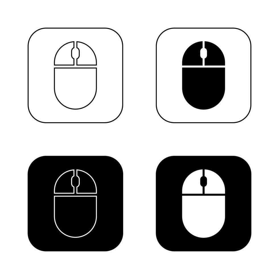 Computer mouse icon set on black square vector