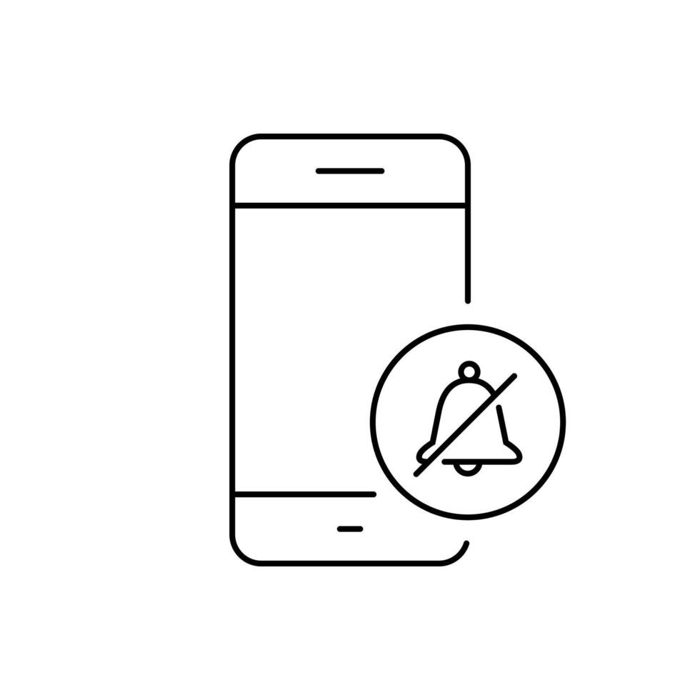 Silent mode mobile phone icon. Cellphone with mute bell sign symbol vector