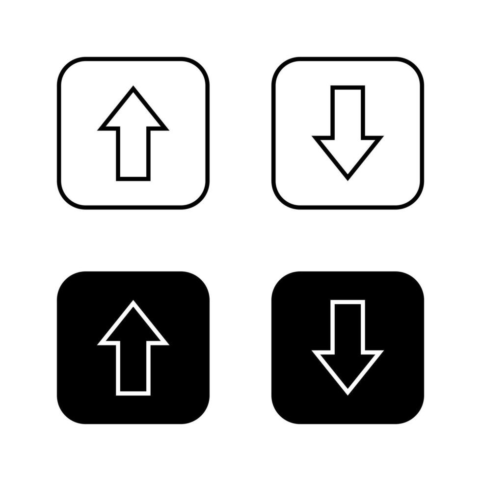 Up and down arrow line icon on black square vector