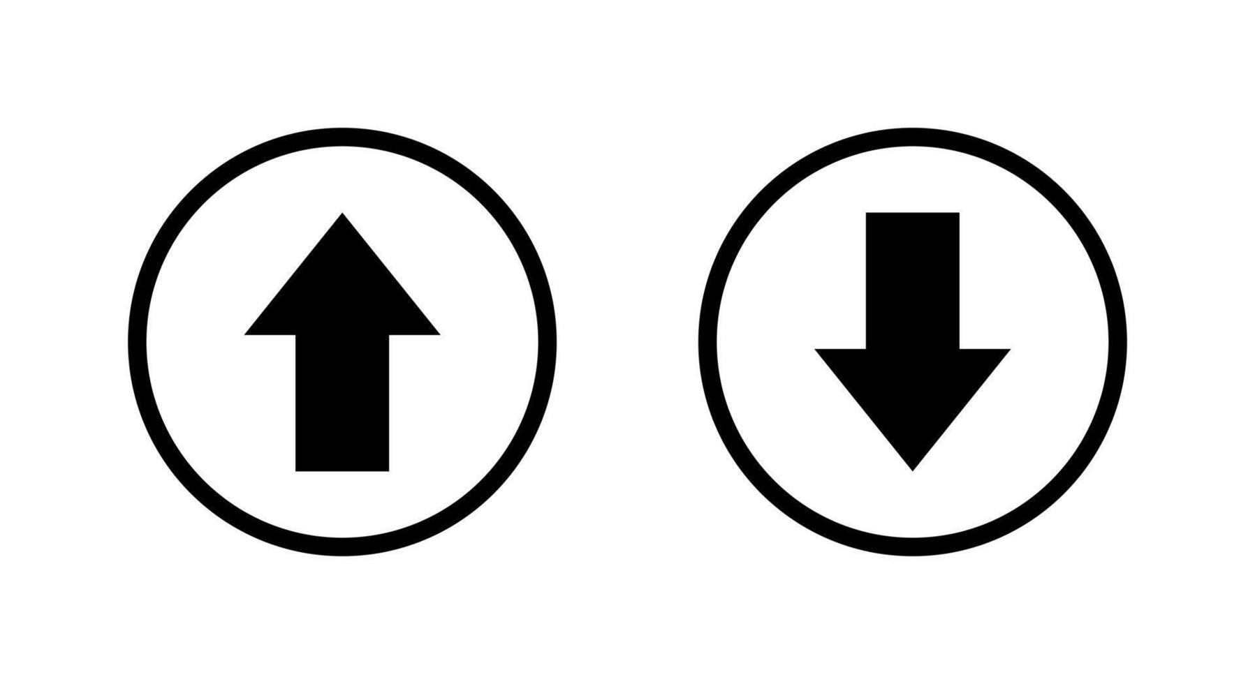 Up and down arrow icon on circle line. Upward and downward sign symbol vector