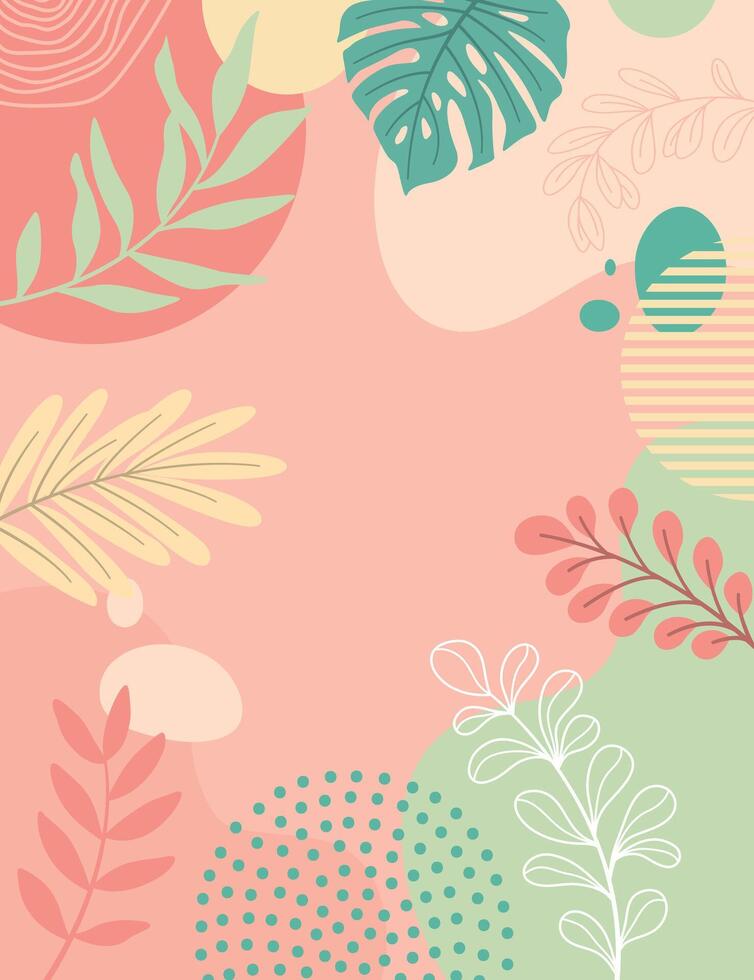 Colorful banners with hand drawn leaves. background with tropical plants. vector