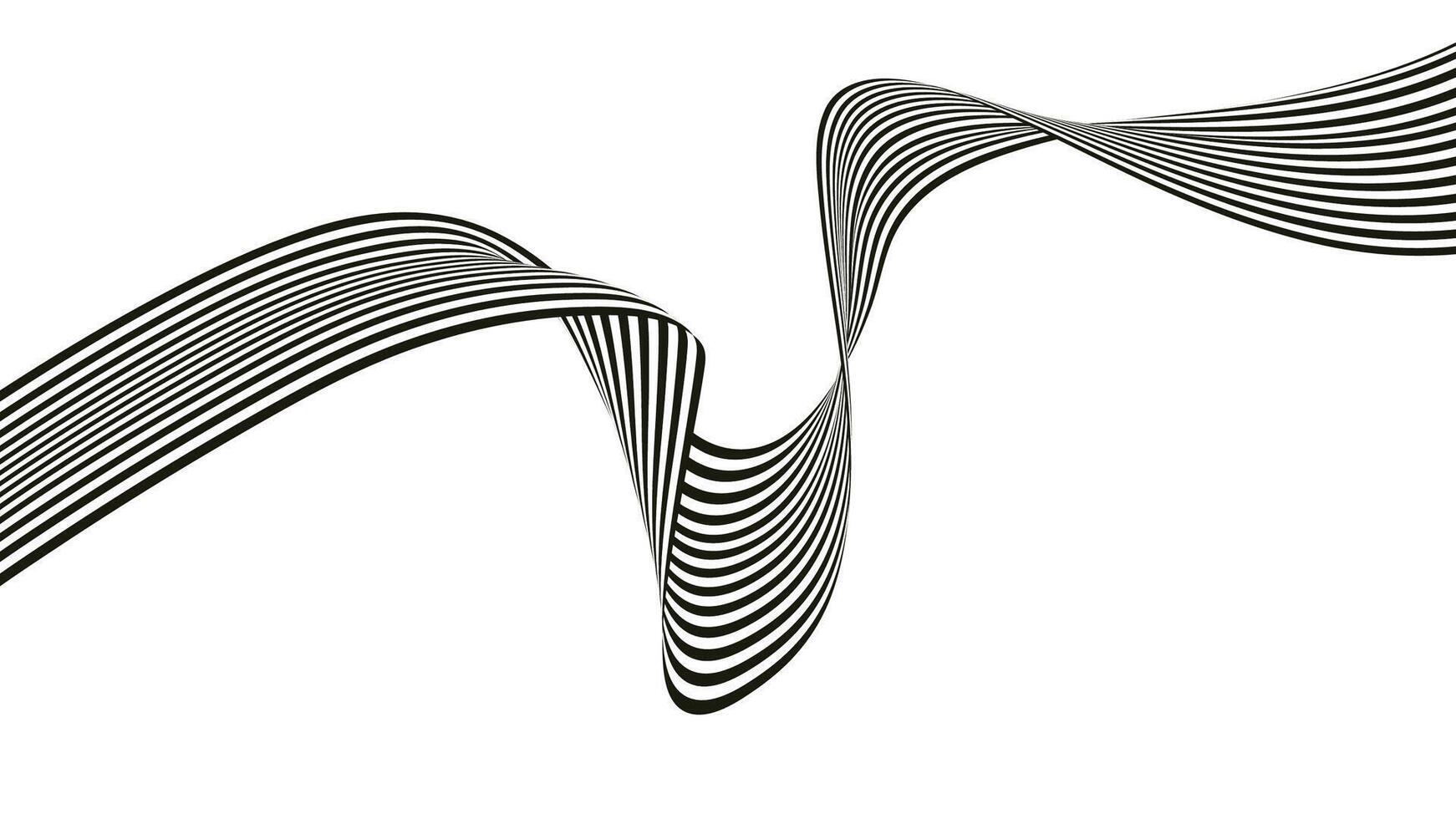 3d wave black and white abstract background vector