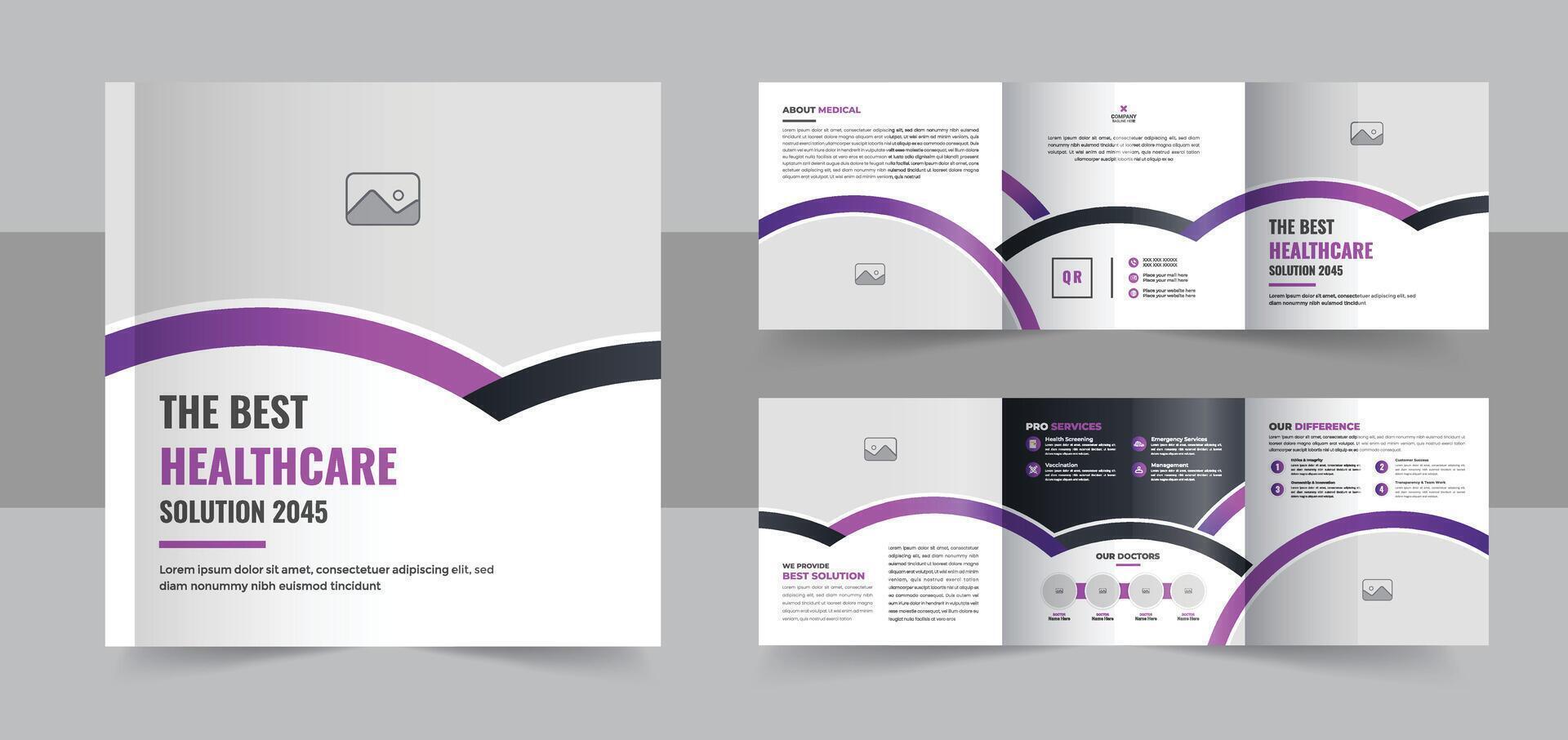 Medical square trifold brochure template layout vector