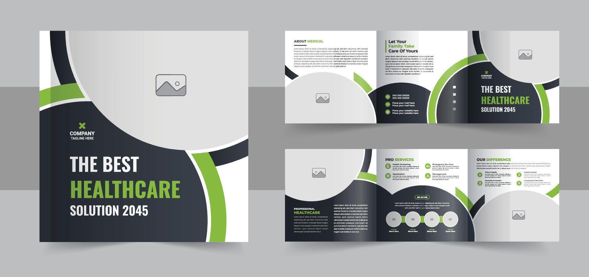Hospital square trifold brochure template design layout vector
