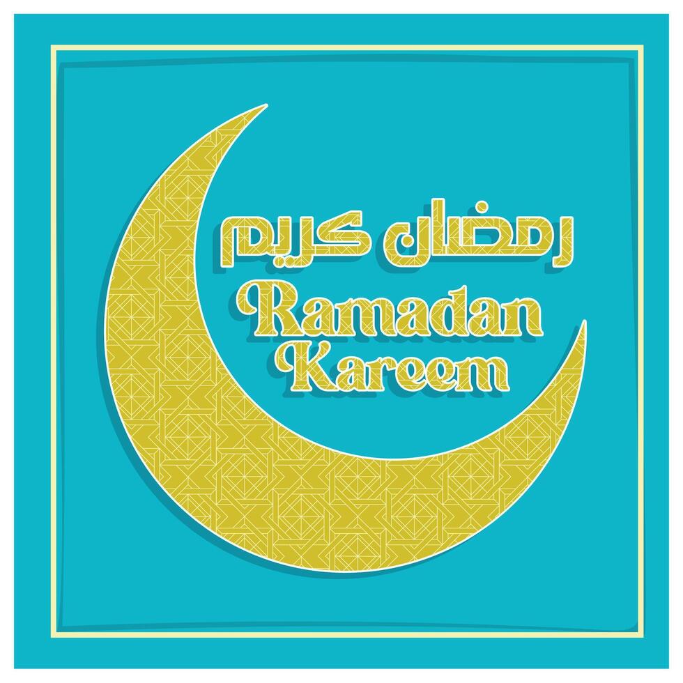 Crescent moon with Ramadan Kareem Arabic calligraphy. Celebration of the holy month of Ramadan. Ramadan concept. Flat illustration. vector
