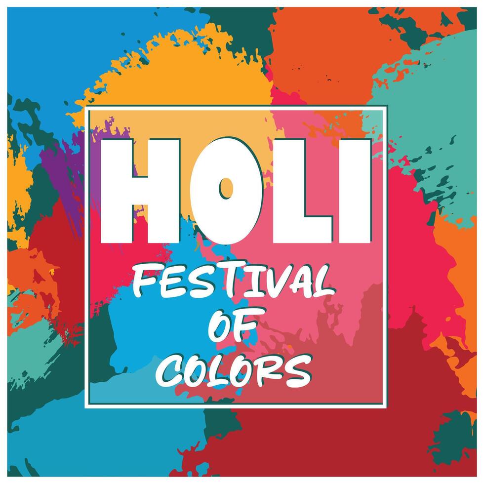Abstract colorful Happy Holi with text. Festival of colors in India. Holi hai concept. Flat illustration. vector
