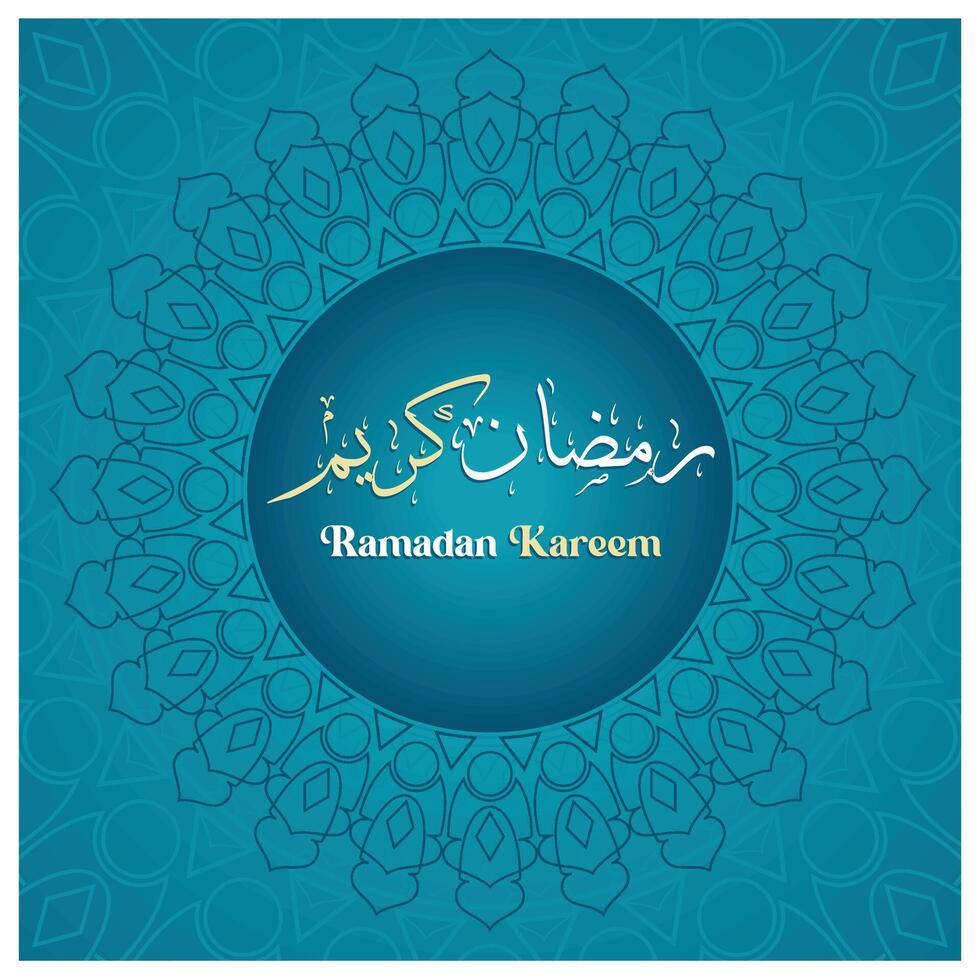 Ramadan Kareem with beautiful mandala and calligraphy. Arabic Calligraphy for Ramadan Kareem. Ramadan concept. Flat illustration. vector