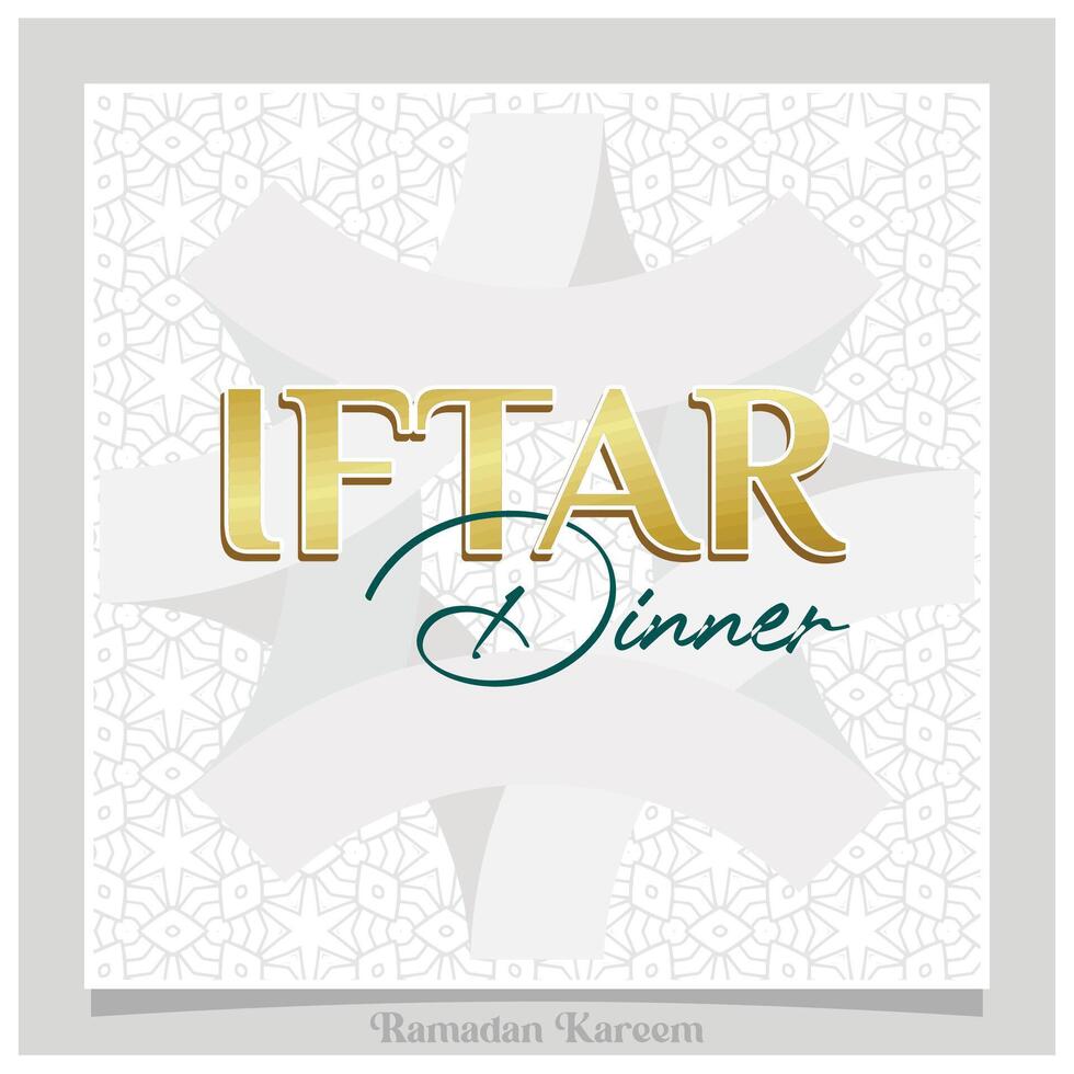 Invitation to a Ramadan iftar meal. Golden color on white background. Ramadan concept. Flat illustration. vector