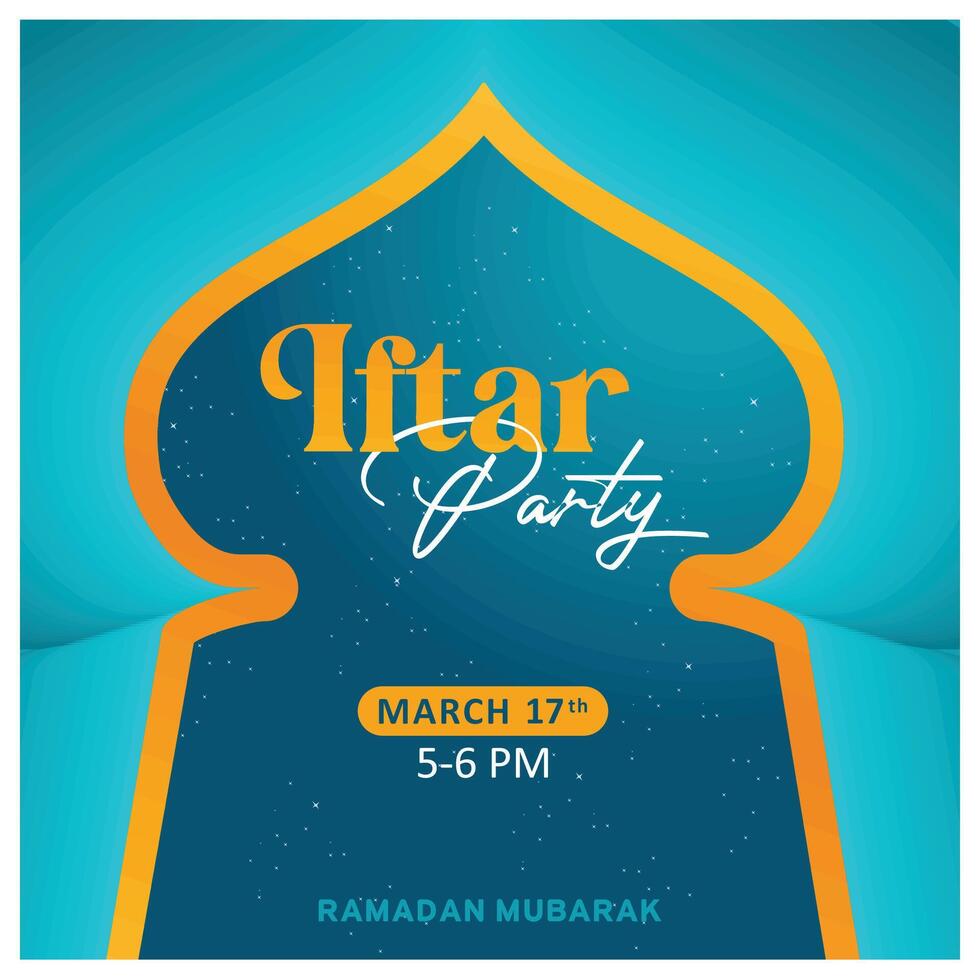 Invitation to break the fast with mosque arches. Mosque decoration elements. Ramadan concept. Flat illustration. vector
