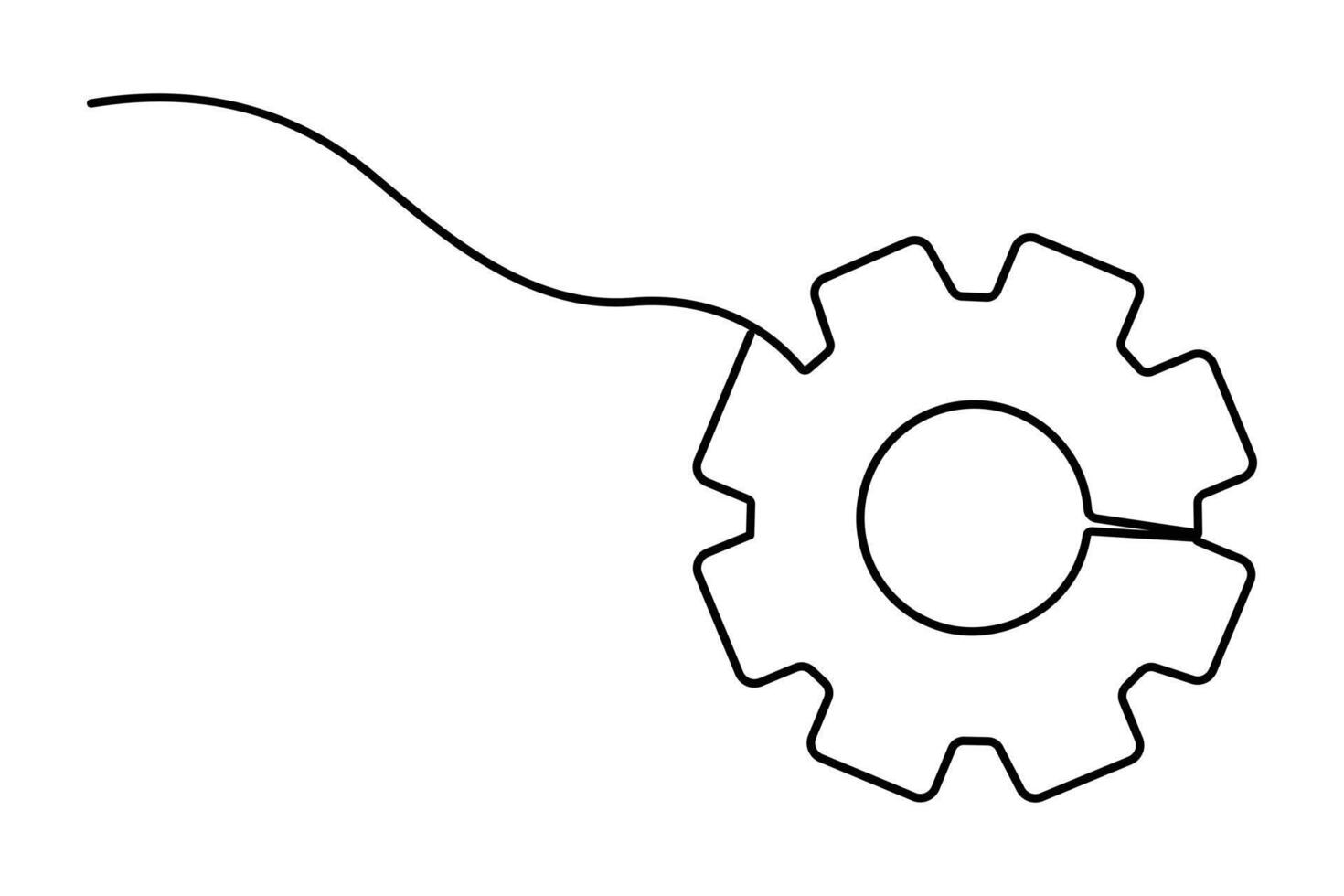Continuous single line of setting symbol of isolated on white background vector