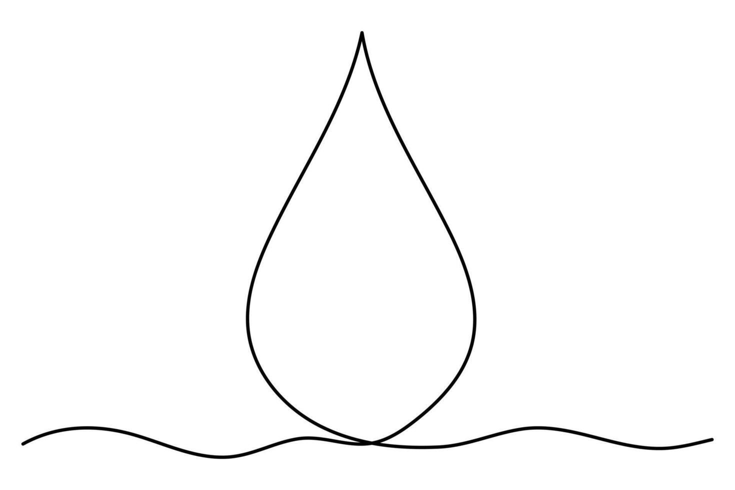 Water drop, rain drop single line drawing outline illustration vector