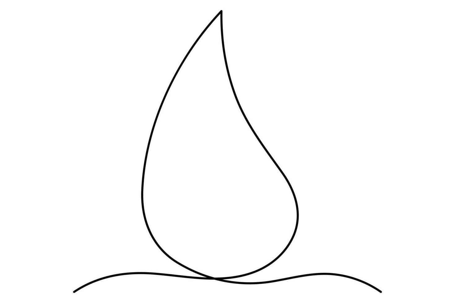 Simple water drop outline drawn with one line vector