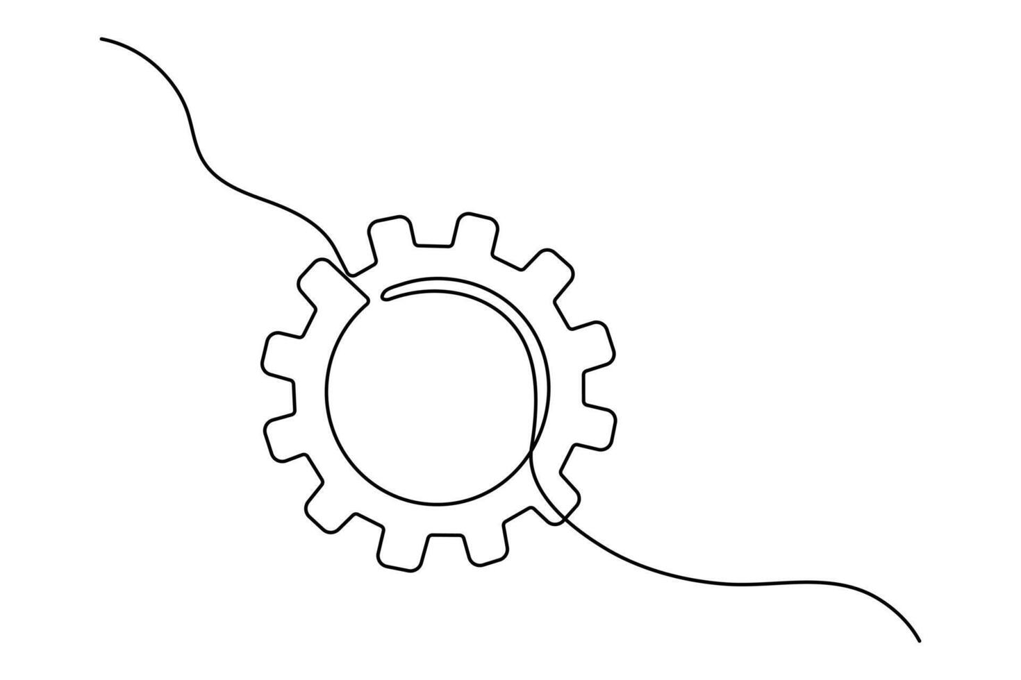 Continuous one line drawing of Setting icon isolated on white background outline illustration vector