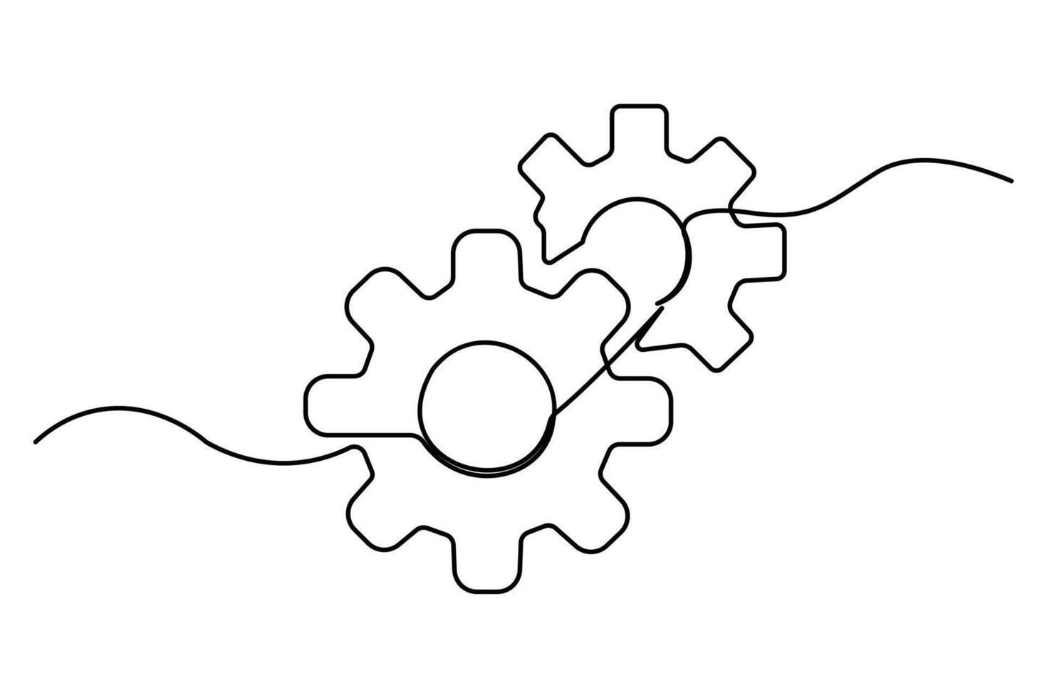 Setting icon continuous one line drawing illustration vector