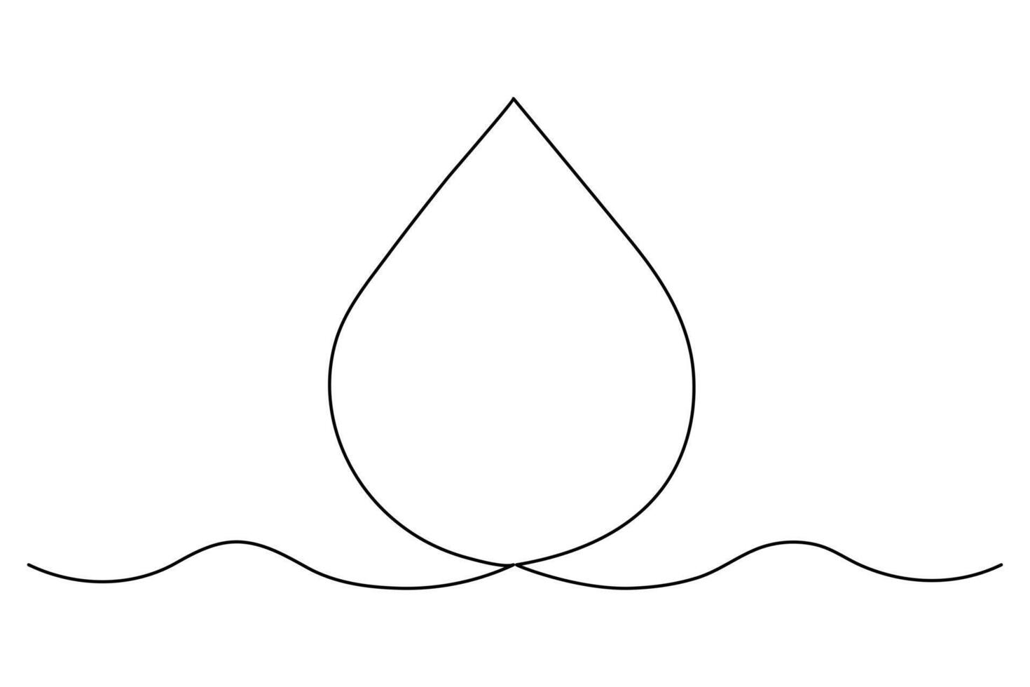 Fluid one line water drop drawing for design projects vector
