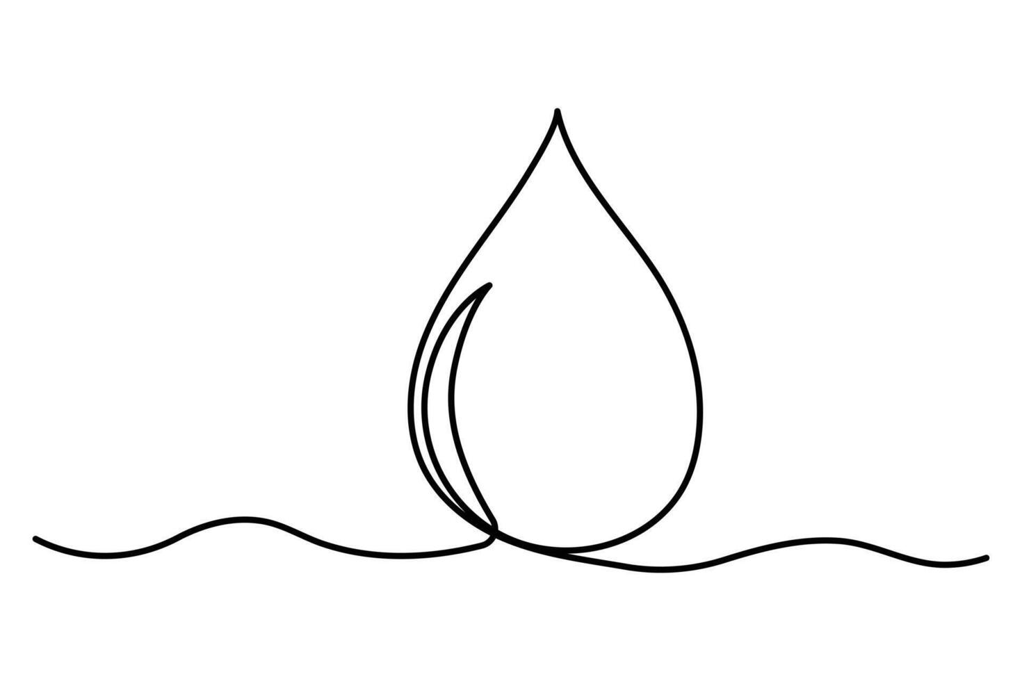 Water drop, rain drop single line drawing minimalism design outline art illustration vector