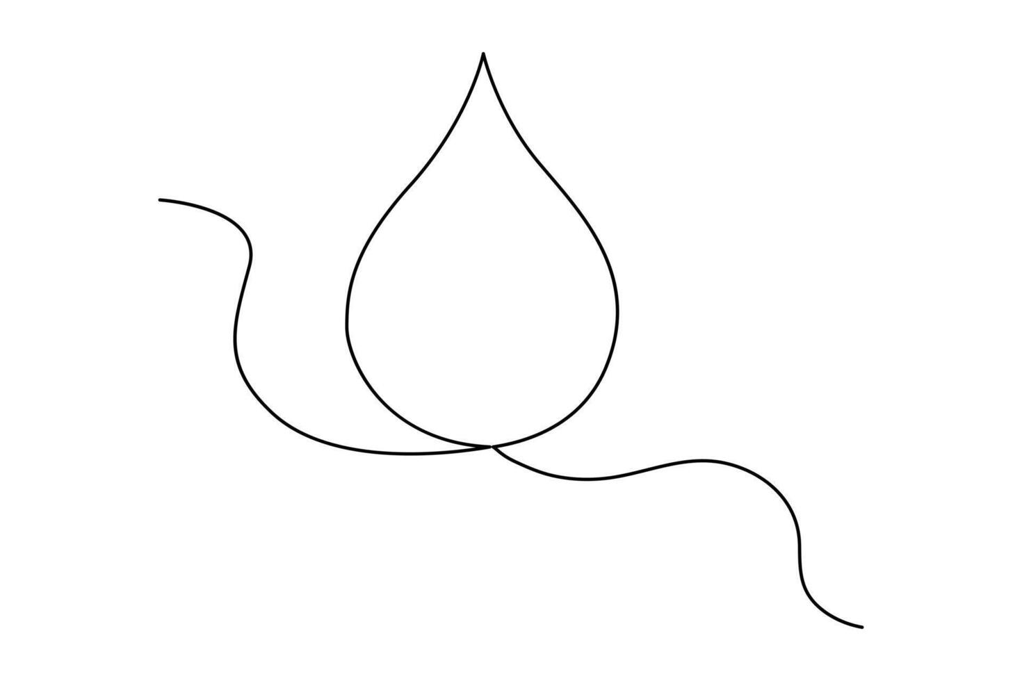 Continuous one line illustration of a water drop shape vector