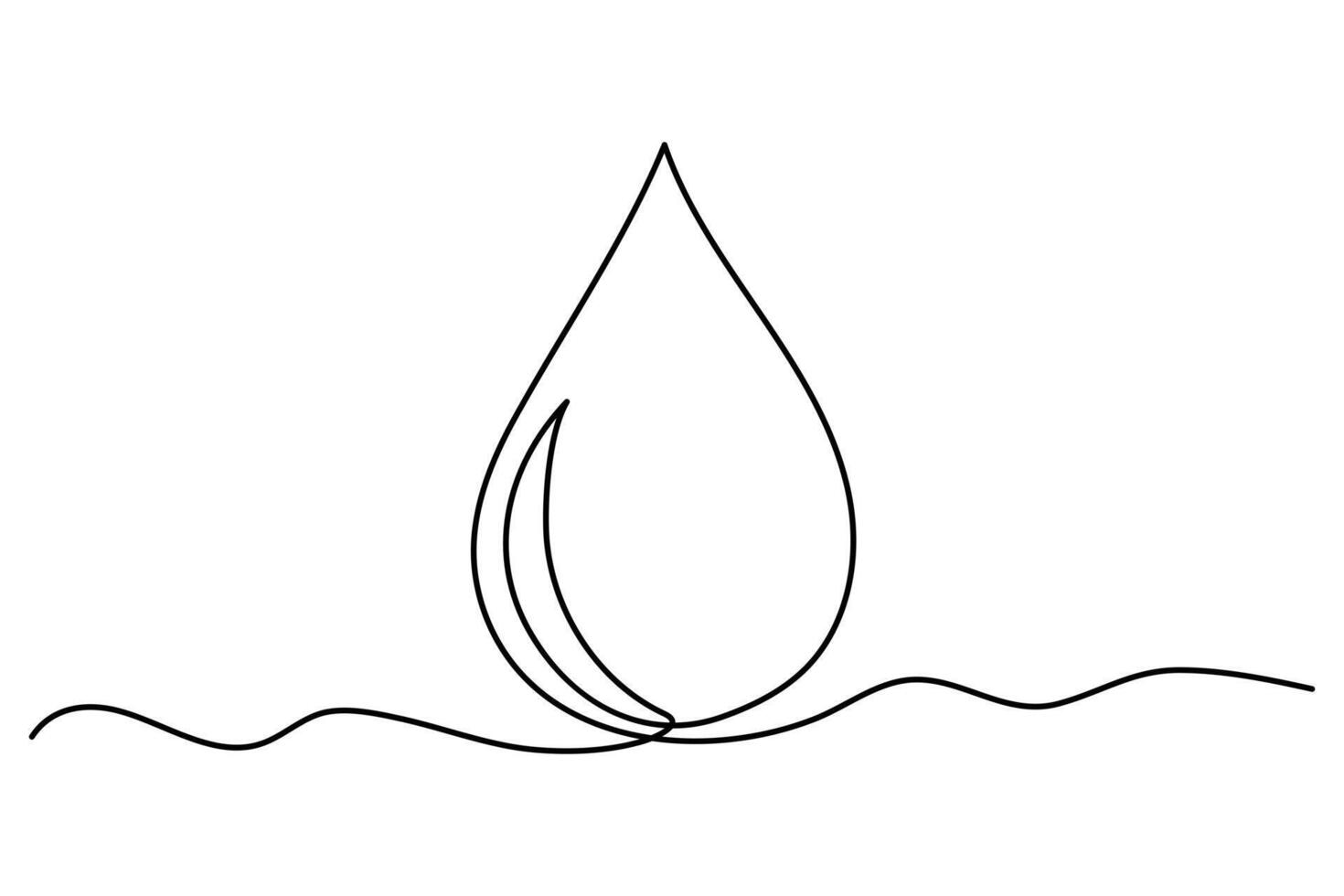 Continuous one line drawing of Water drop, rain drop art illustration vector
