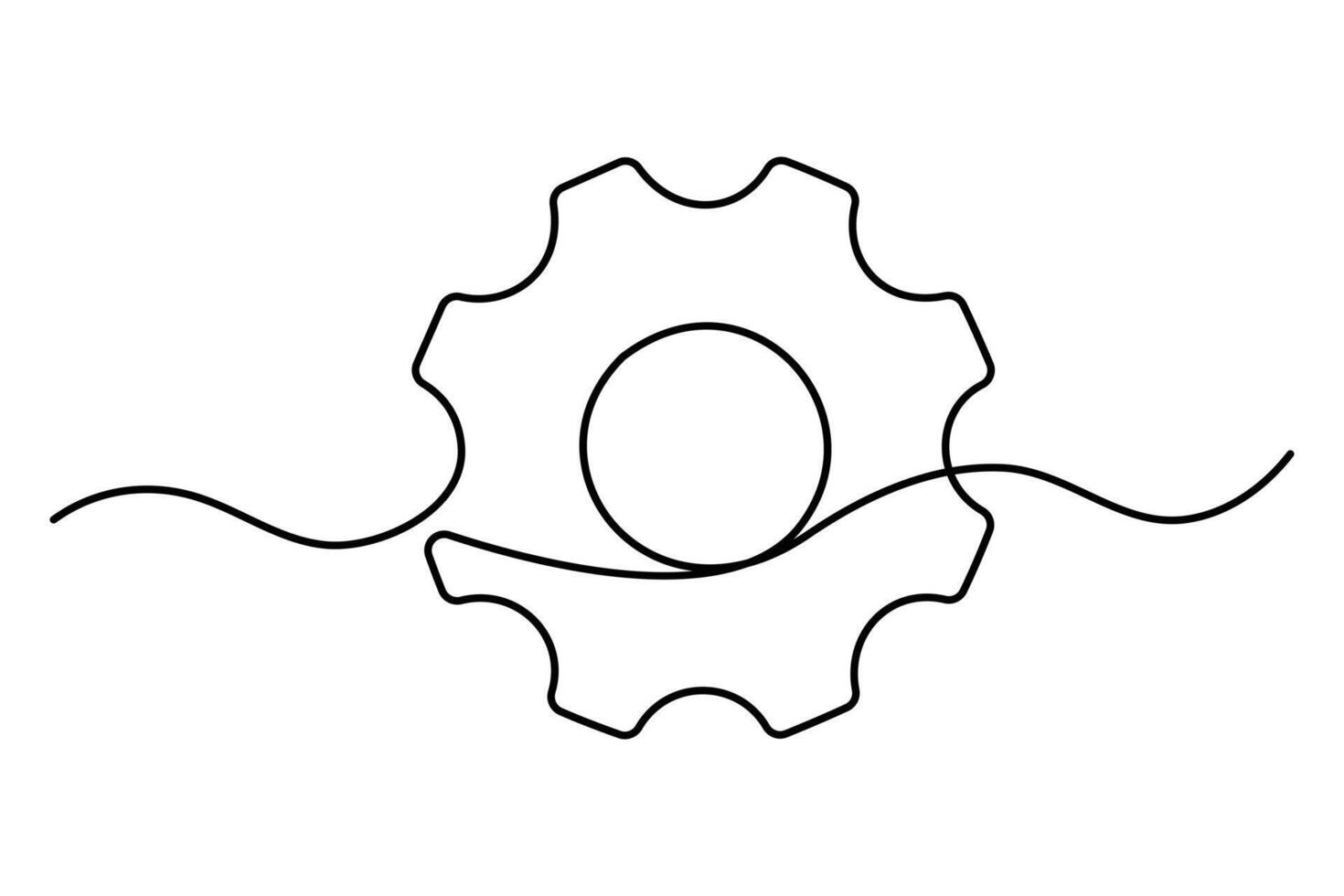 Setting icon continuous one line drawing illustration vector