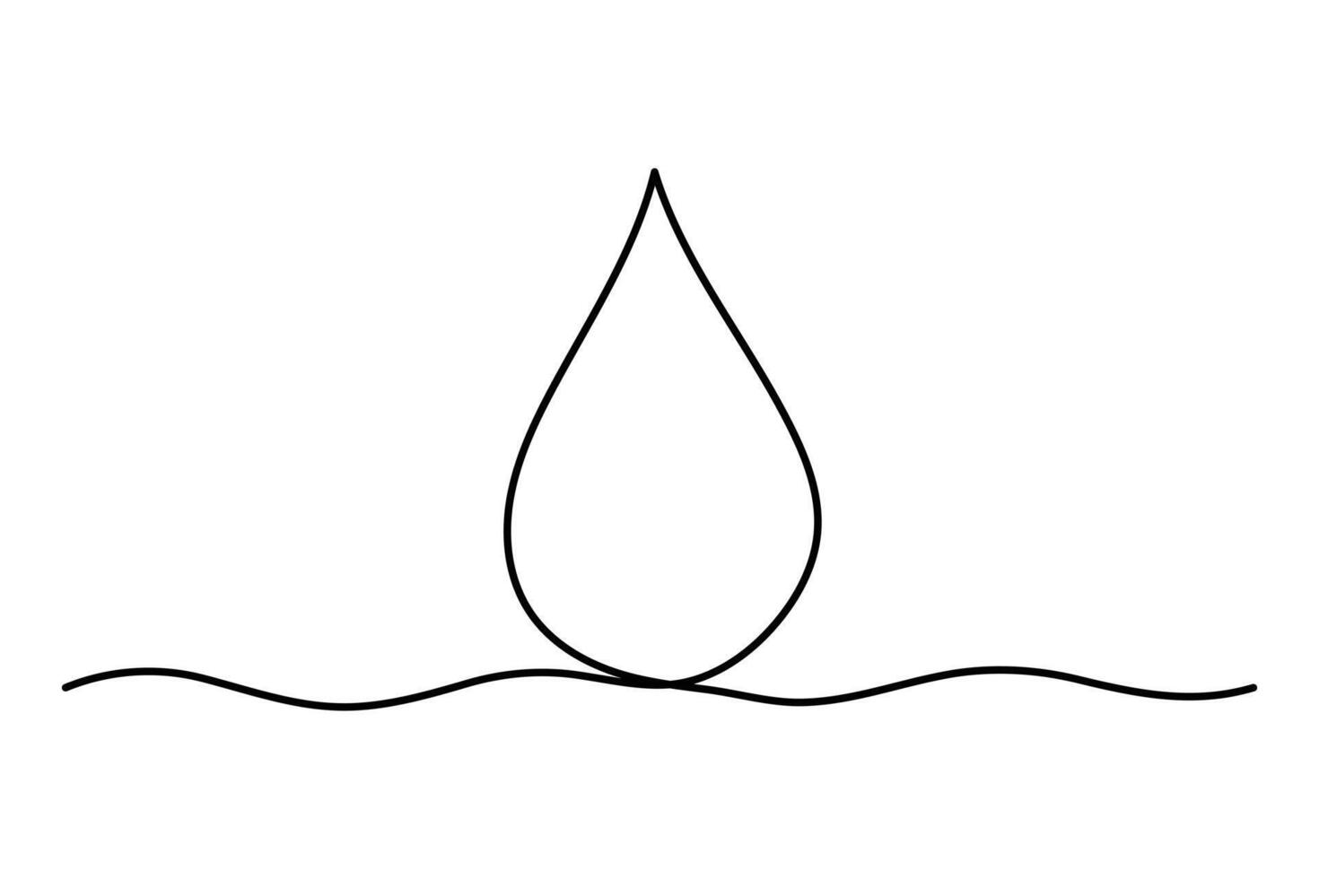Water drop, rain drop single line drawing outline illustration vector