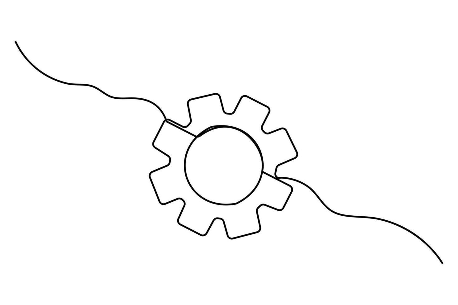 Simple one line outline of setting icon illustration vector
