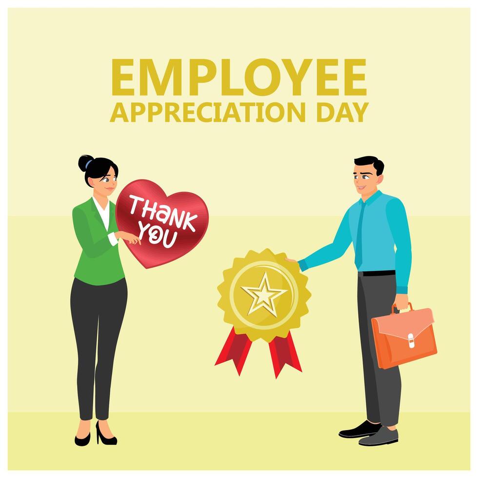Employee appreciation. Giving thanks and awards to the best employees. Employee Appreciation Day concept. Flat illustration. vector