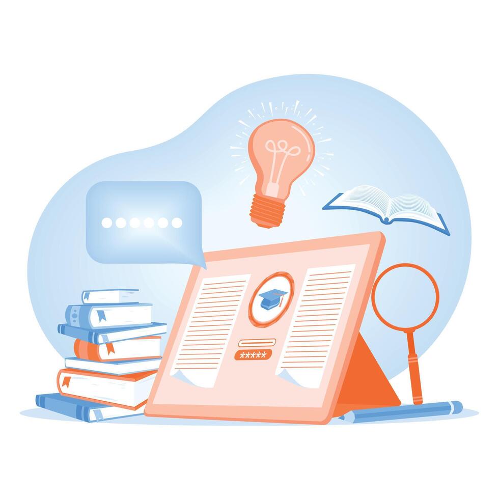 Online education at home. Education icon on the computer. E-learning concept. Flat illustration. vector
