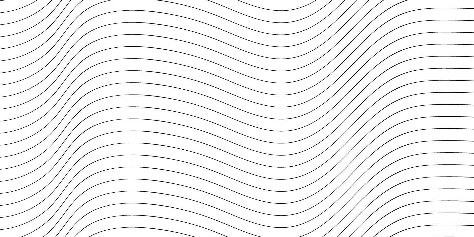 Abstract waves pattern of lines. Abstract black waves seamless pattern on white background vector
