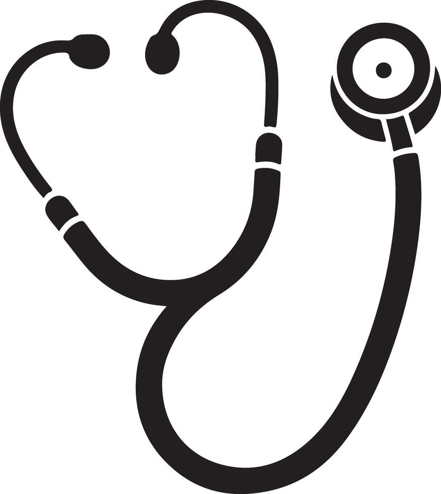 Stethoscope Black Silhouette Icon Stock vector