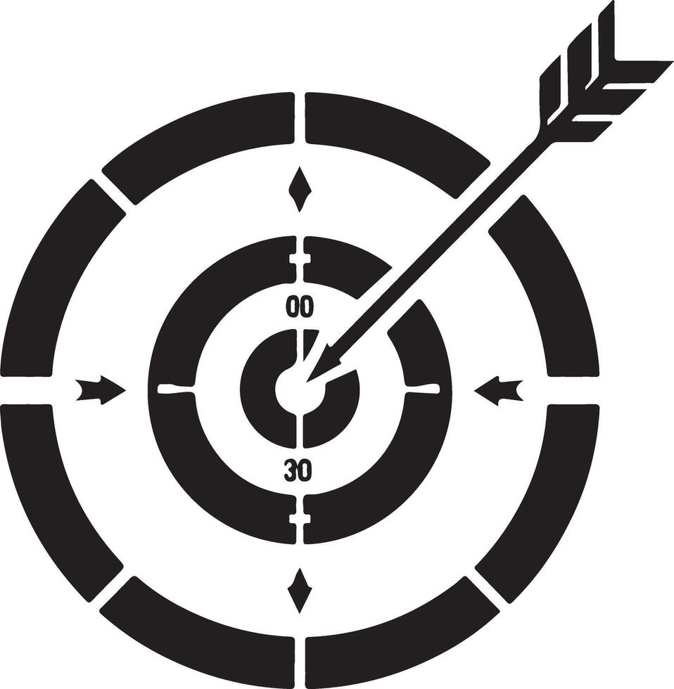 Sketch color silhouette arrow hitting a target Image vector