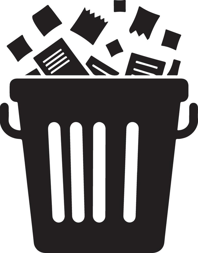 office trash can paper garbage supply illustration silhouette vector