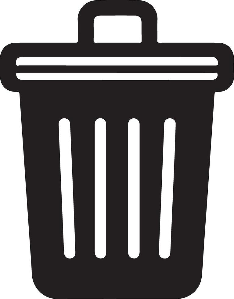 Black and white garbage bin silhouette vector