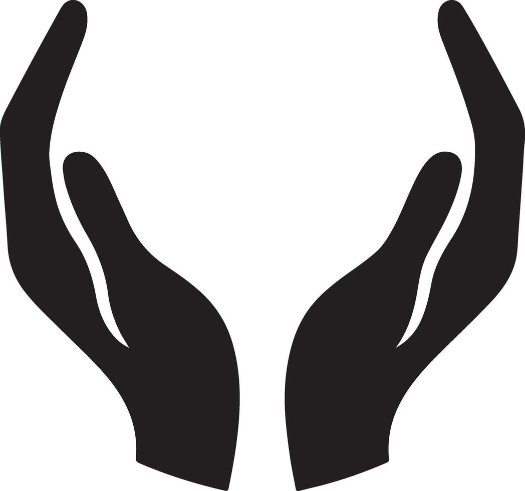 Hand gesture of care help and protection silhouette vector