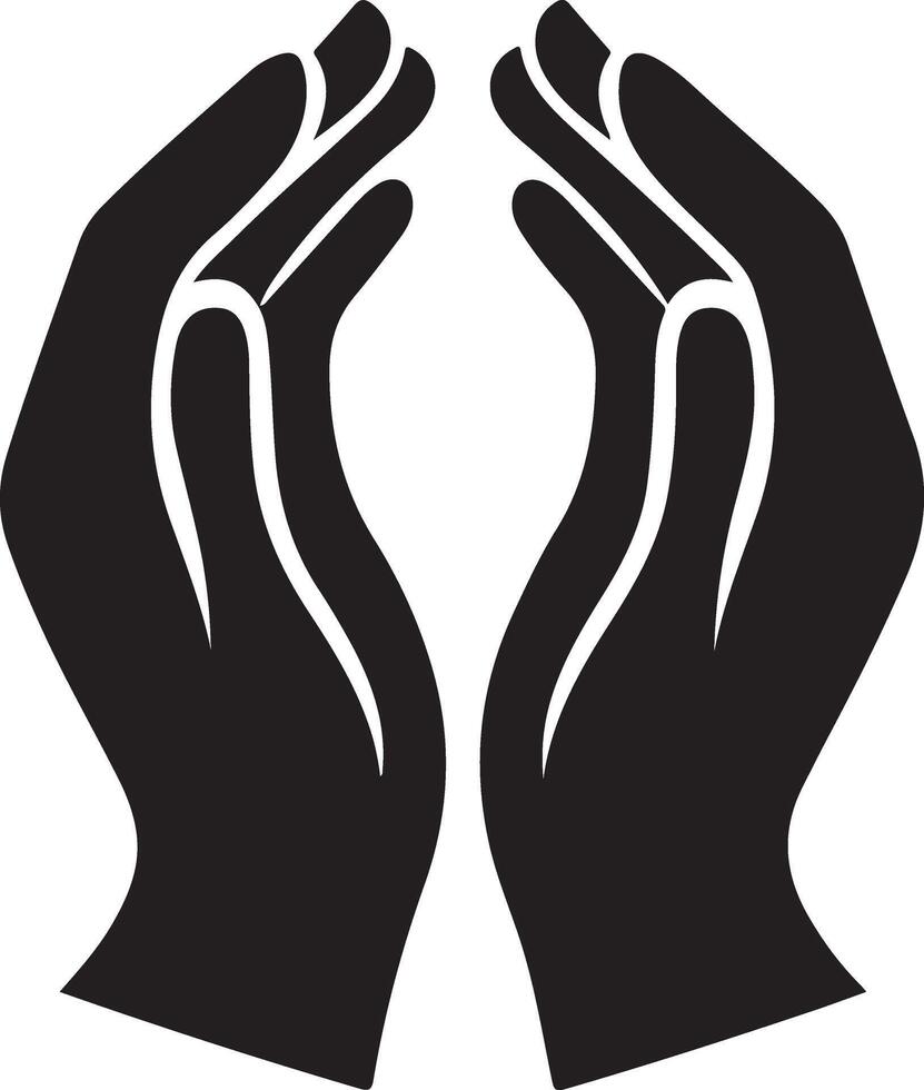 Silhouette Of A Cupped Hands Stock Illustrations vector