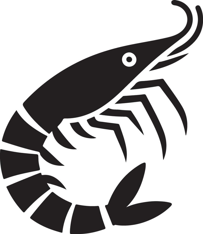 Silhouette shrimp animal black color only vector