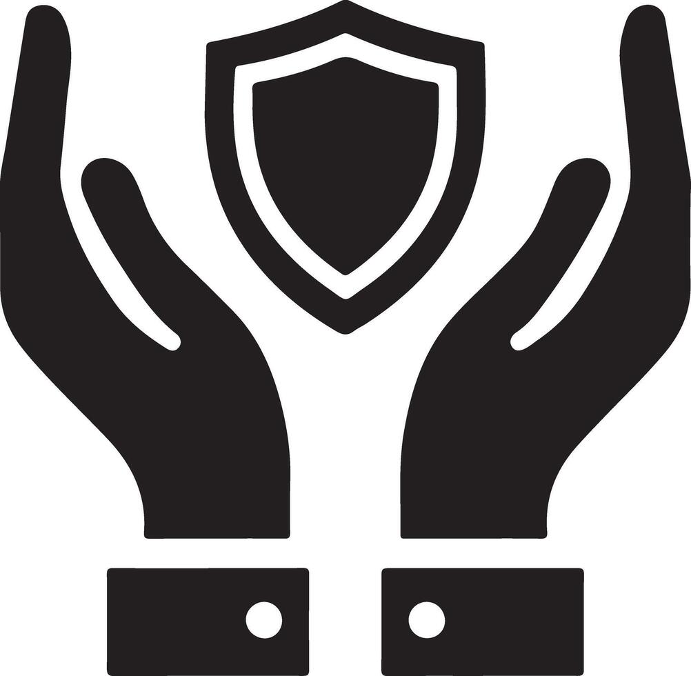 Protecting Hands , Black Color. Stock - Illustration of icon vector