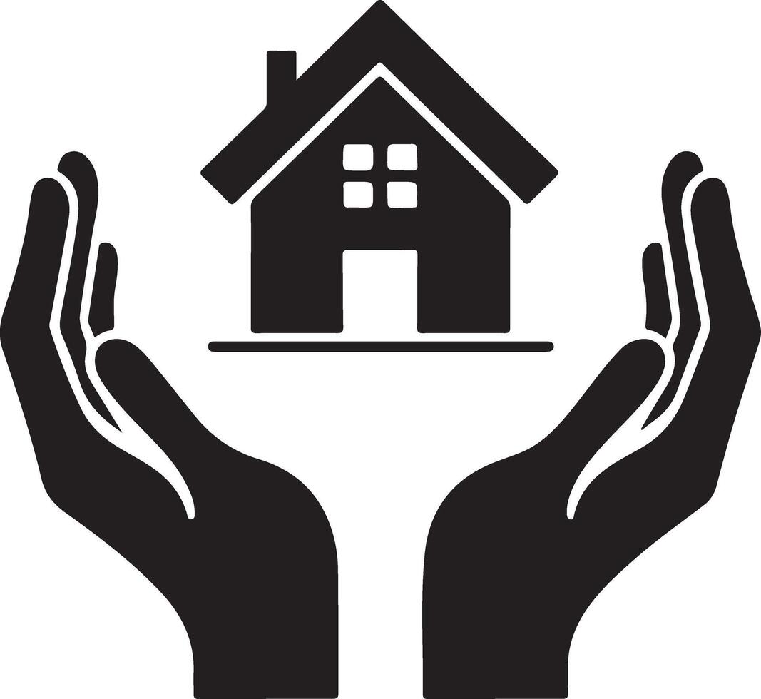 Two hands the concept of protecting house vector