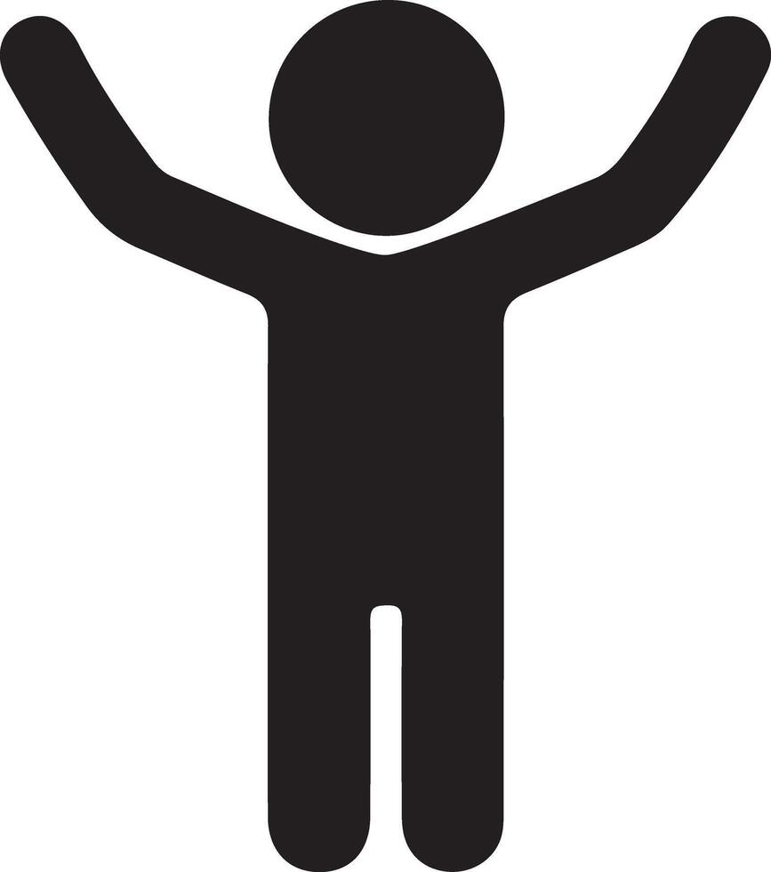 a black and white silhouette of a person with arms up vector