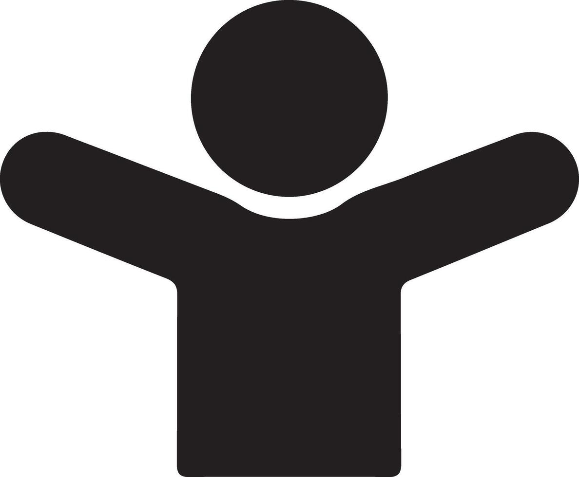 a black silhouette of a person with arms outstretched vector