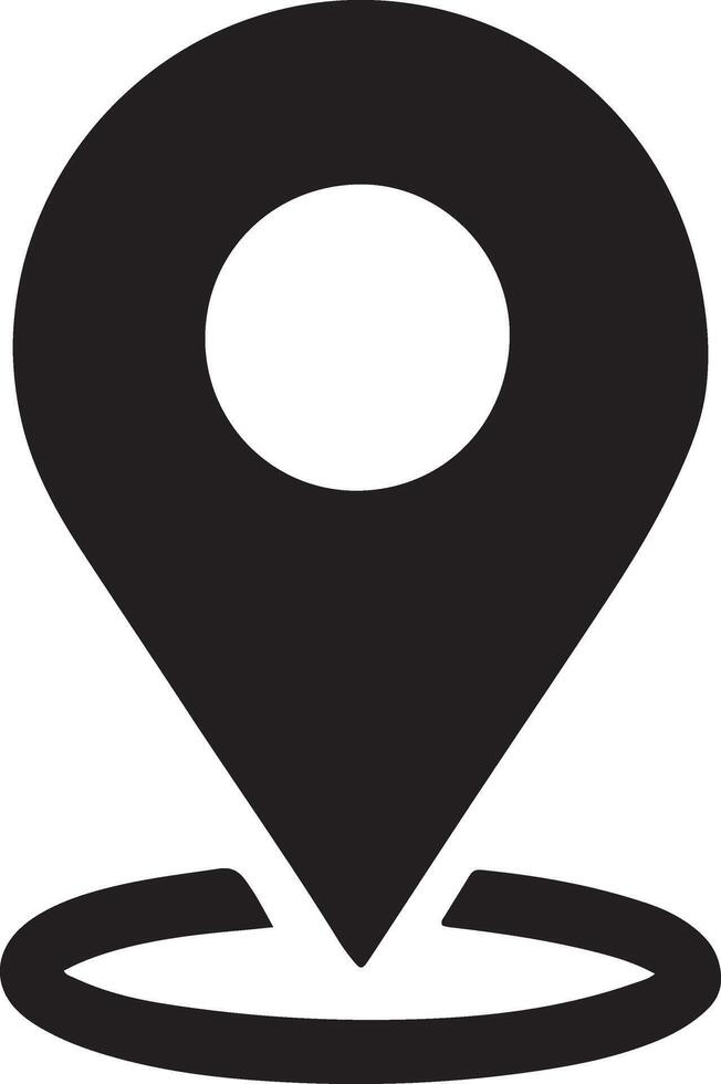 a black and white pin icon location icon on a white background vector