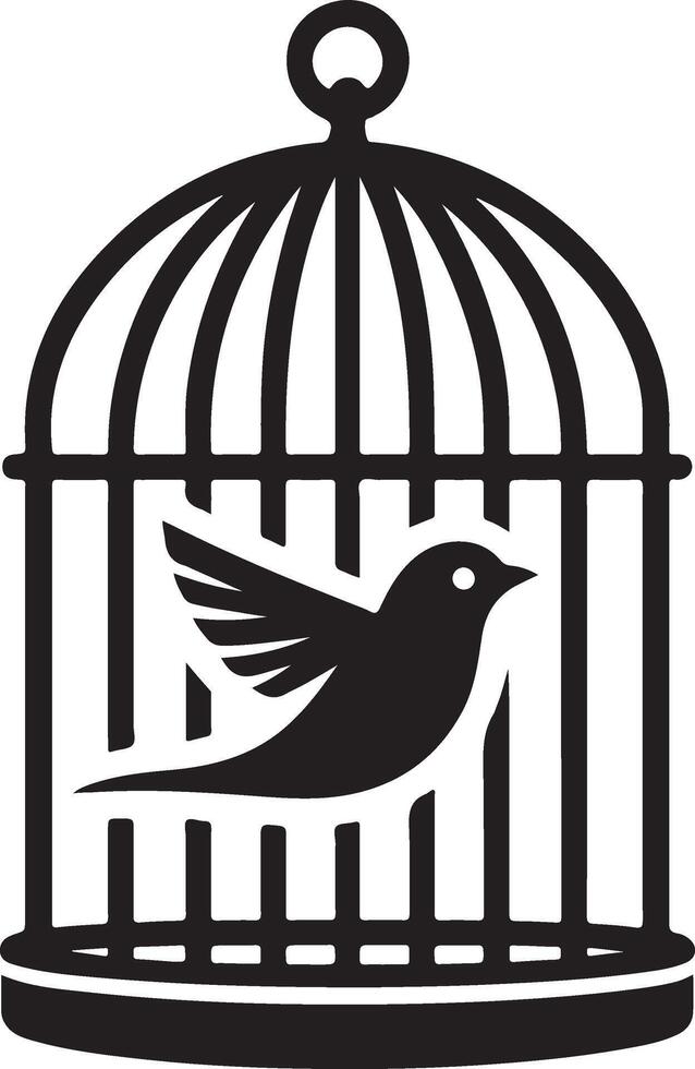 bird in cage illustration vector