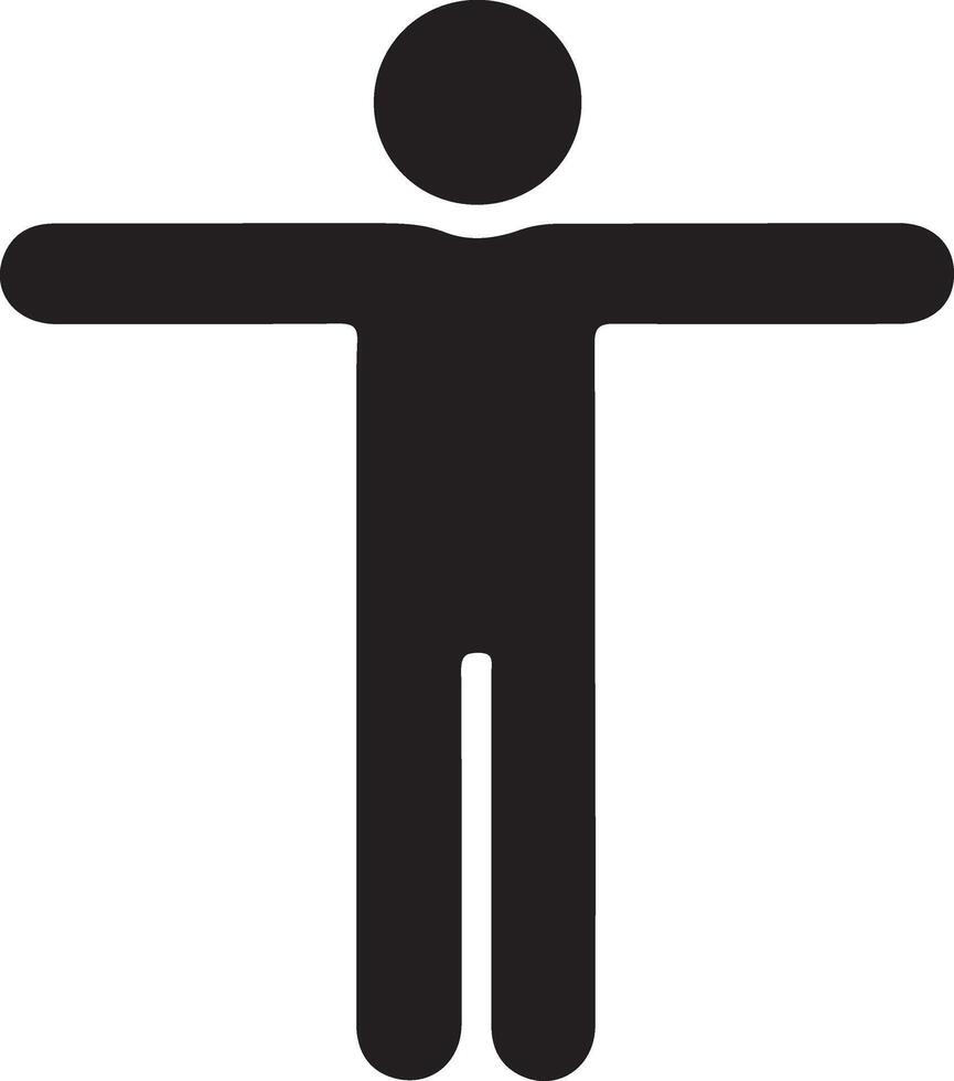 a black silhouette of a person with arms outstretched vector