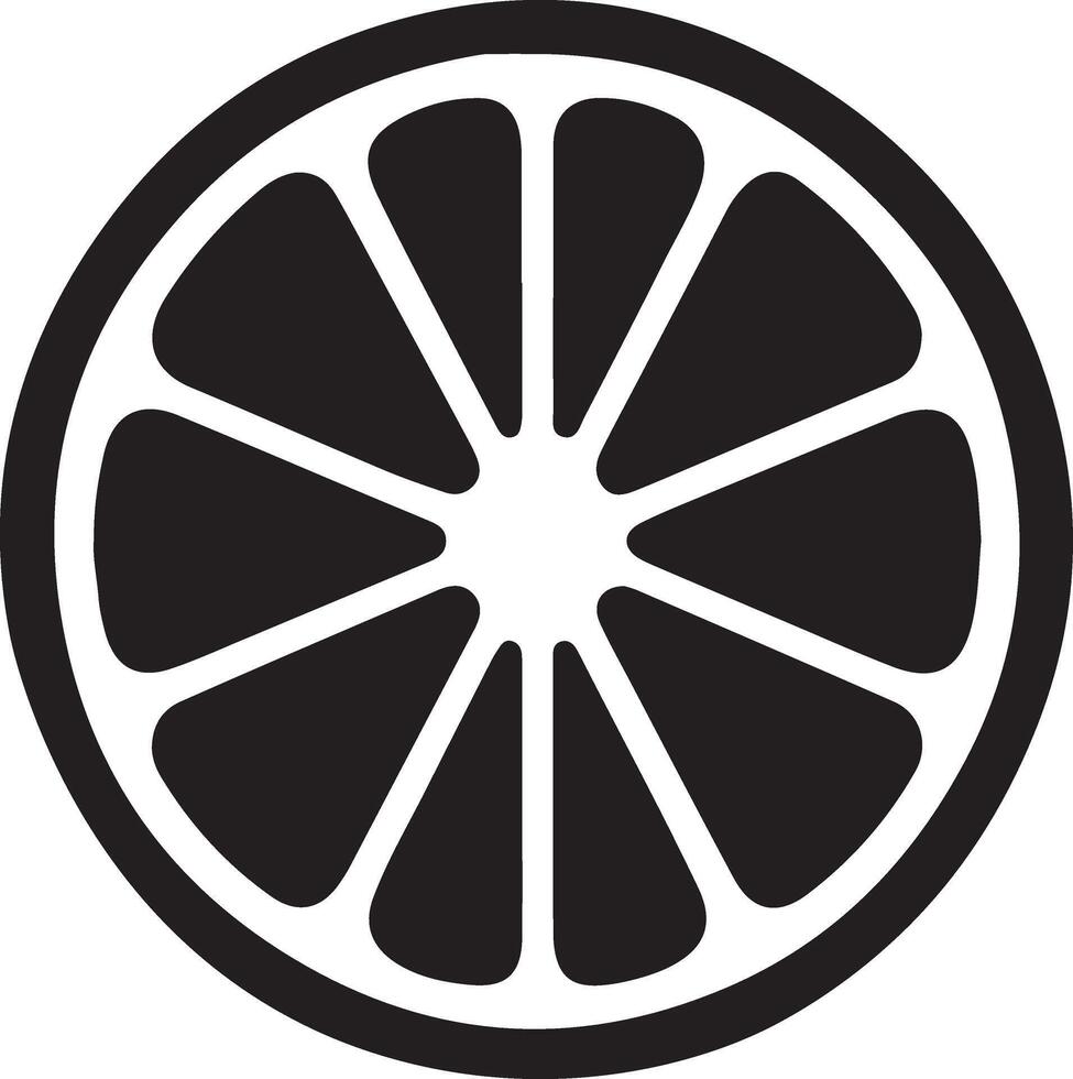 a black and white lemon slice icon vector