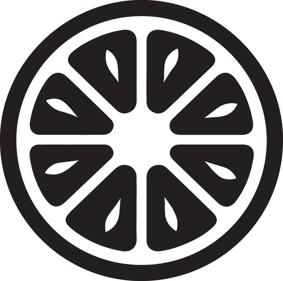 a black and white image of a slice of lemon vector