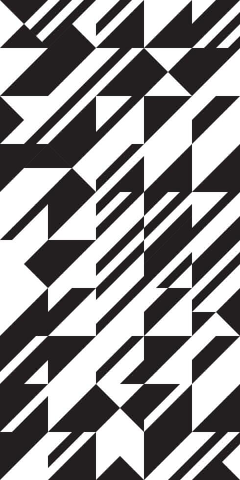 Retro black and white geometric modular combinatorial pattern for cover design. Abstract triangle and square diagonal lines art background. Trendy bauhaus style vector