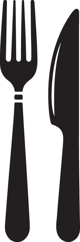 Black silhouette of a knife and fork, illustration vector