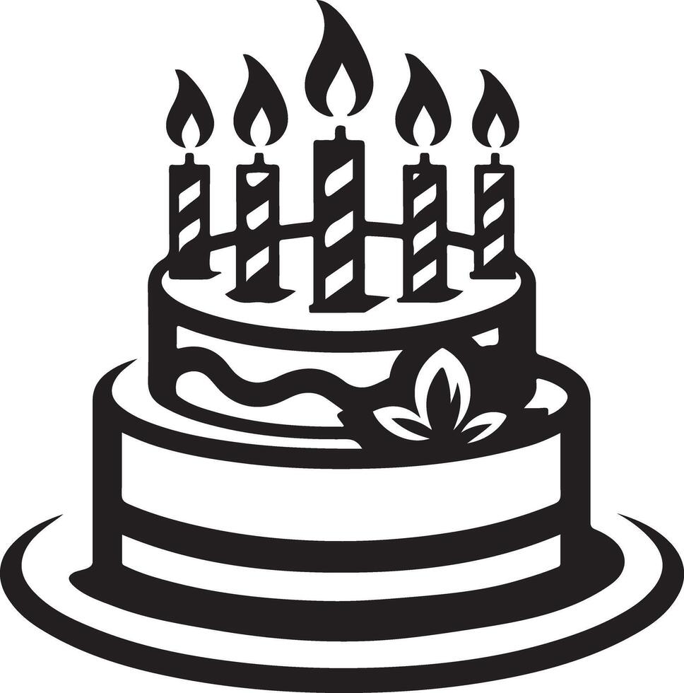 Silhouette birthday cake black color only vector