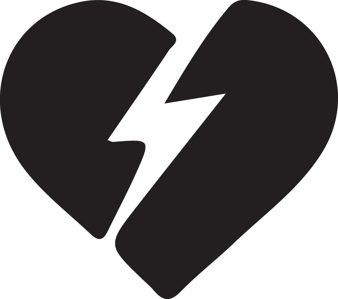 a broken heart with a lightning bolt in the middle vector