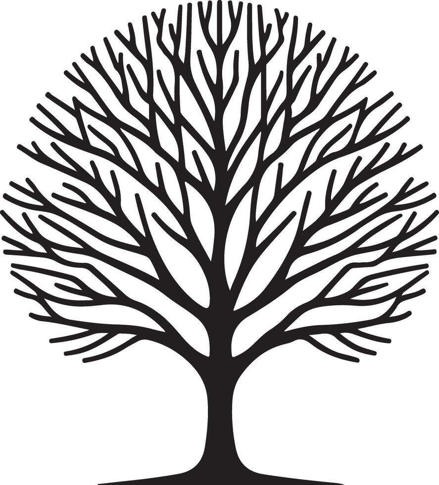 Black silhouette of a bare tree . illustration Stock vector